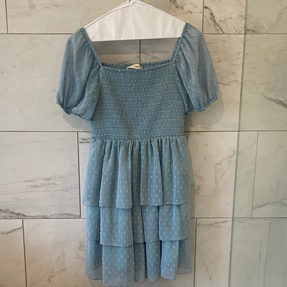 Altar'd State Light Blue Tiered Smocked Dress